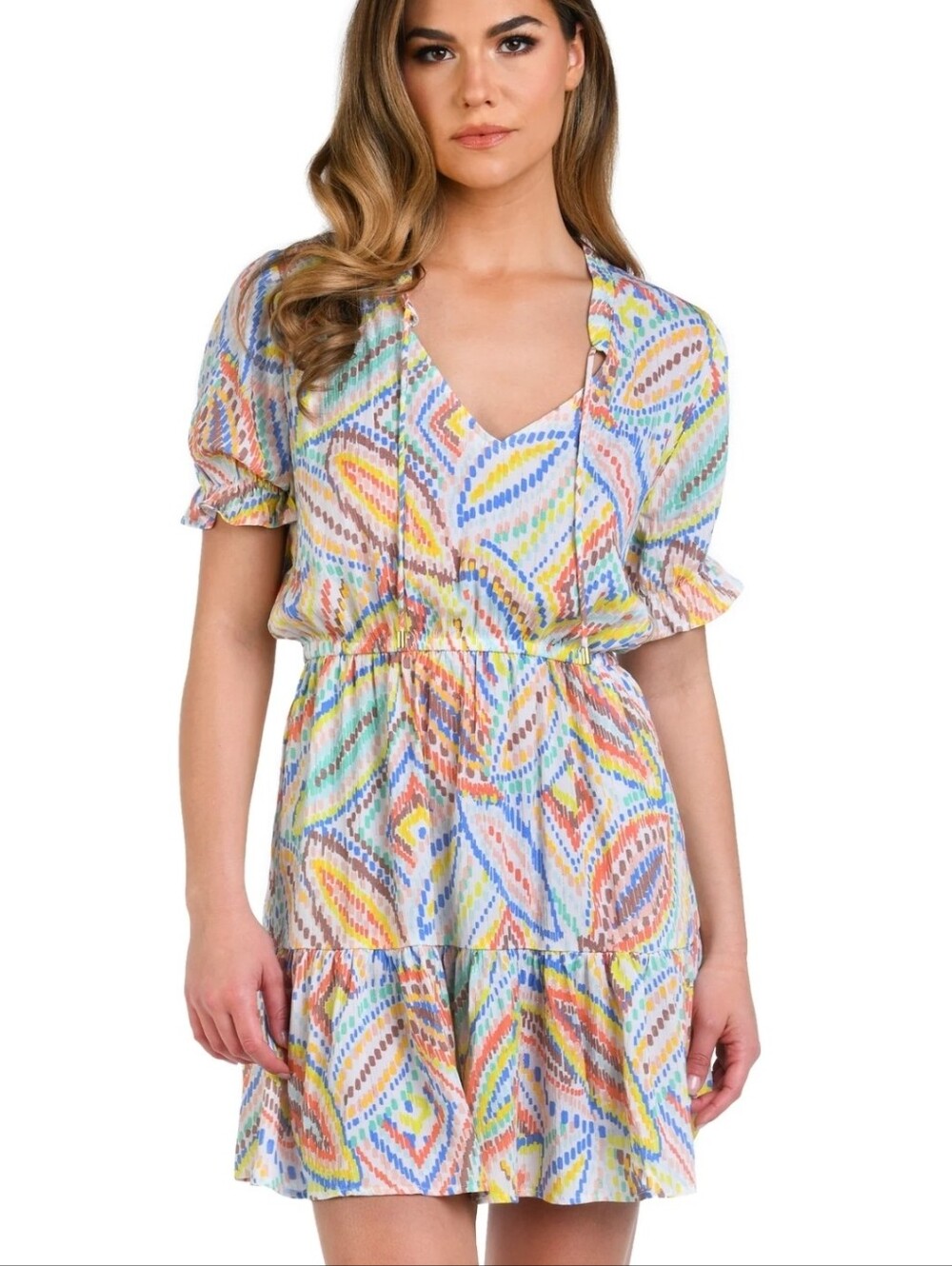 La Blanca Sunbaked Jewels V-Neck Cover Up Dress - size M